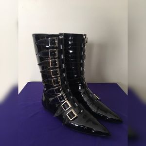 Goth Pike Patent Buckle Boots